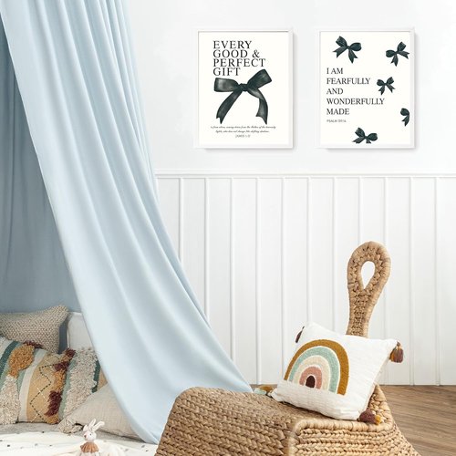 LARTSFRO Coquette Black Bow Bible Wall Art - Inspirational Decor for Teen Girls | 12x16 Inch Set of 4 Unframed Prints