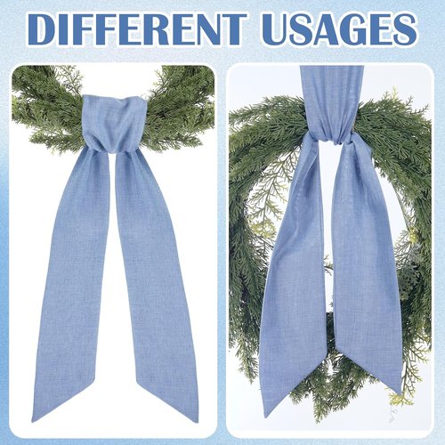 Blue Wreath Sash by [Brand Name] - 2 Pcs 60-Inch Rustic Sashes for Farmhouse Home Decor