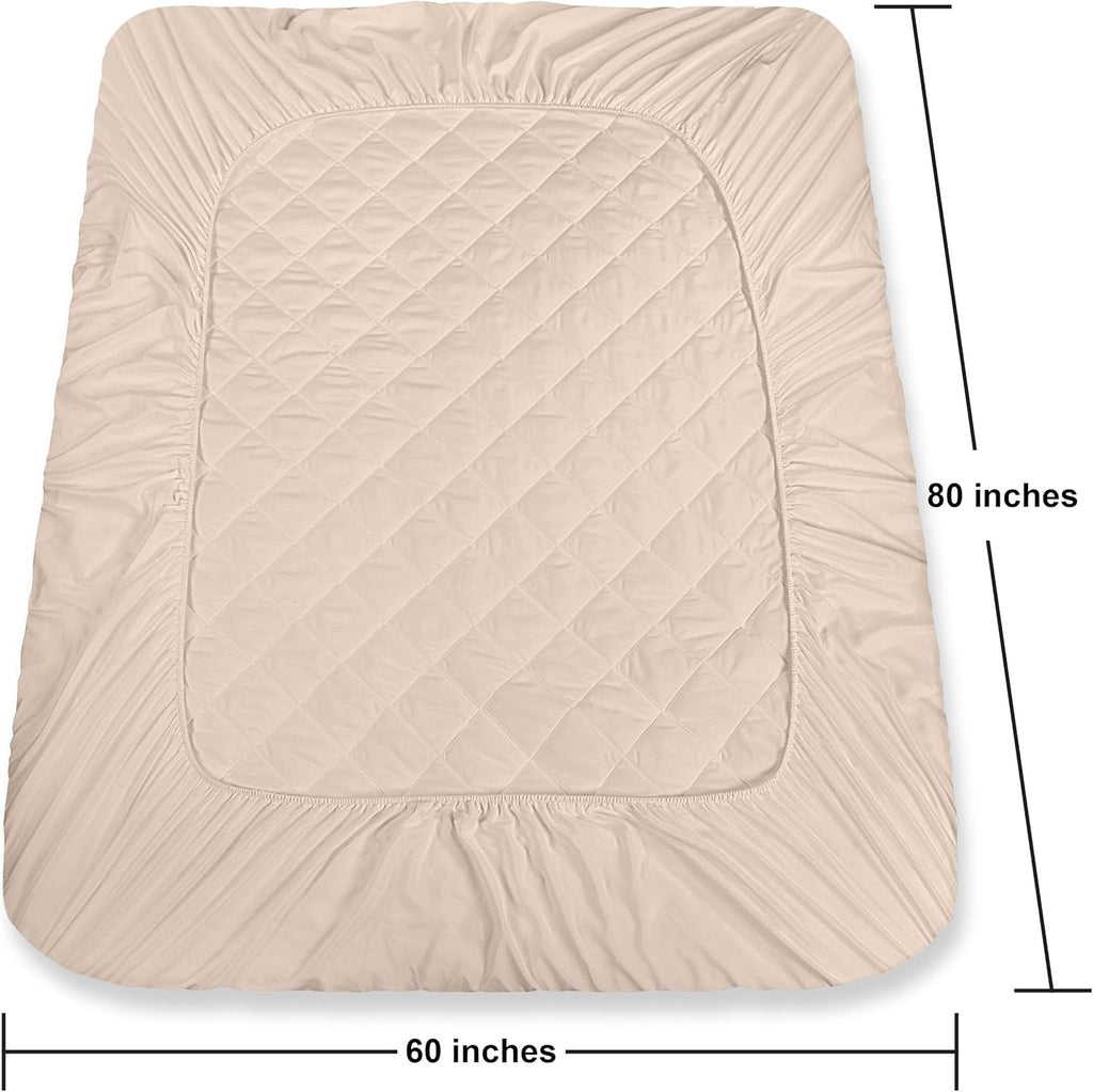 Utopia Bedding Quilted Mattress Pad - Queen Size Deep Pocket Protector | Machine Washable Beige