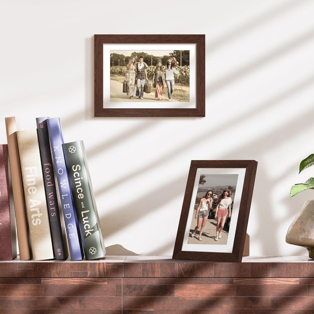 Upsimples 5x7 Picture Frame - Versatile Display for 4x6 Photos with Mat or 5x7 Without - Brown, 1 Pack