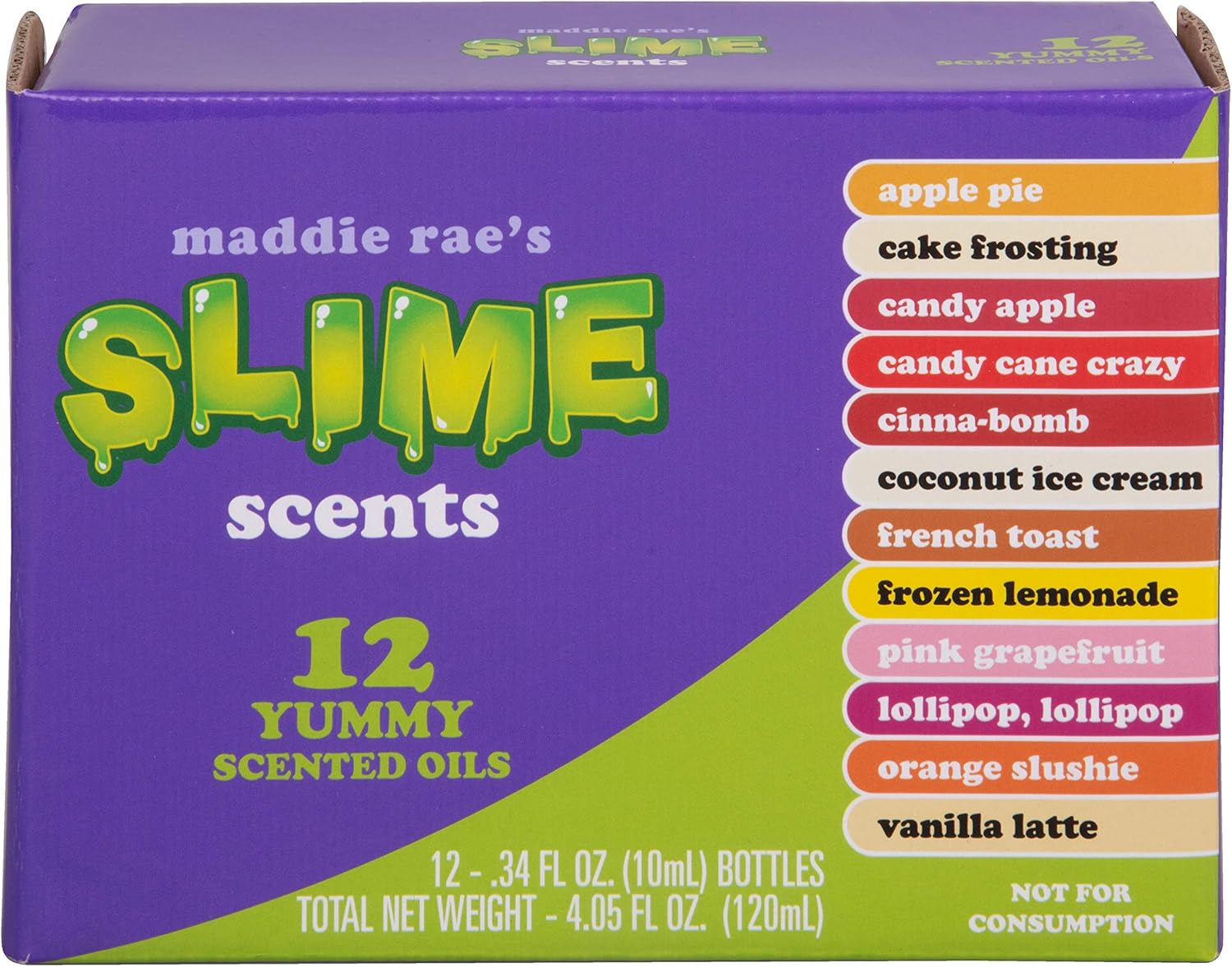 Maddie Rae's Slime Yummy Scented Oils - 12 Pack of 10ml Natural Food Fragrance Bottles for Diffusers & Crafts