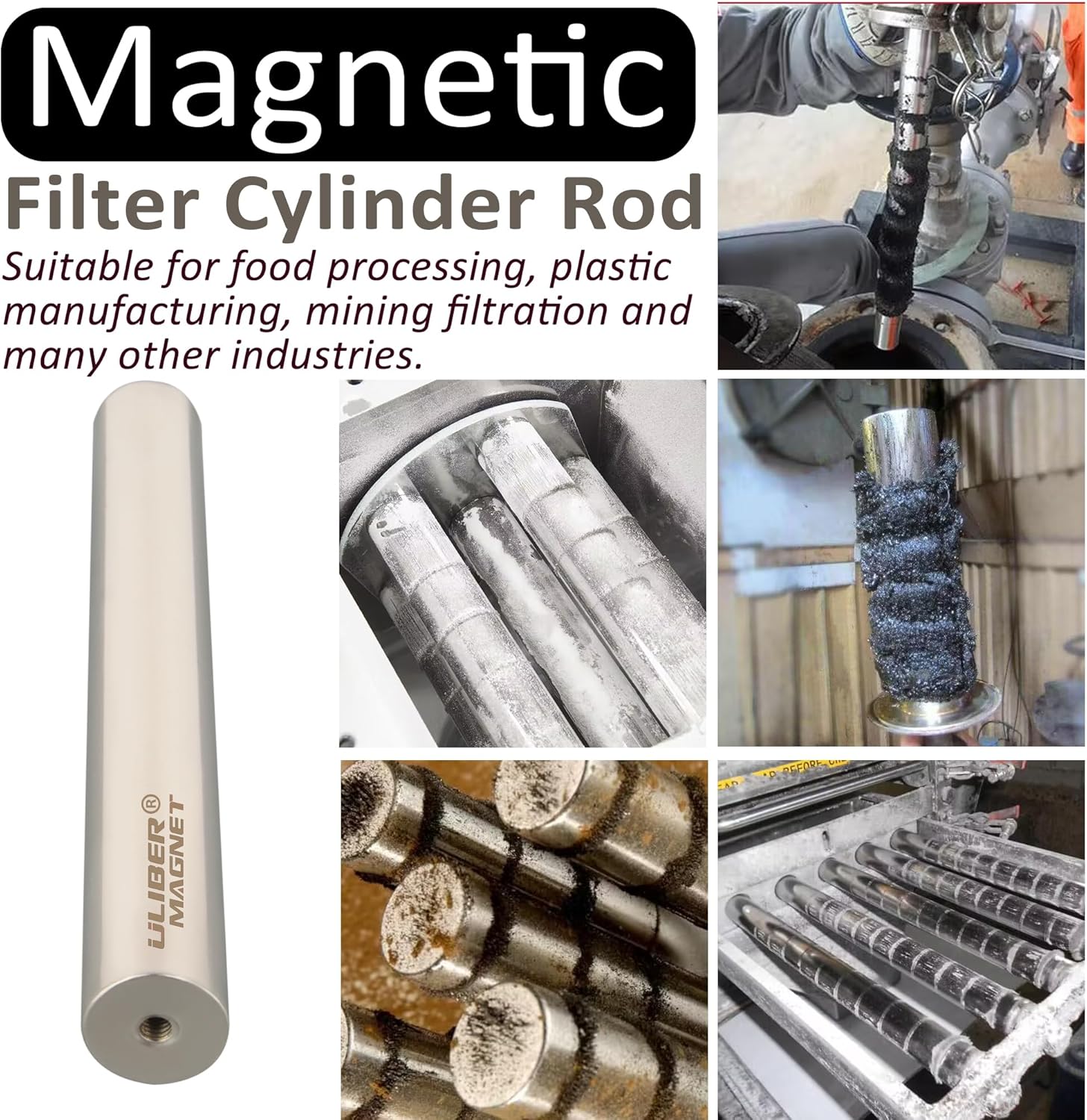 ULIBERMAGNET Magnetic Filter Rod - Super Strong 12000 Gauss Neodymium Magnet for Oil & Powder Filtration