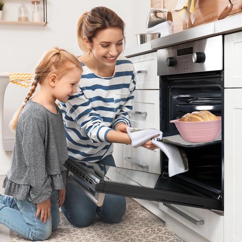 2-Pack All-in-One Silicone Bread Proofing Baskets for Sourdough, Foldable Proofing & Baking Bowls with Dual Handles & Built-In Reinforced Rim, Oven & Dishwasher Safe, BPA-Free (Green+Pink)