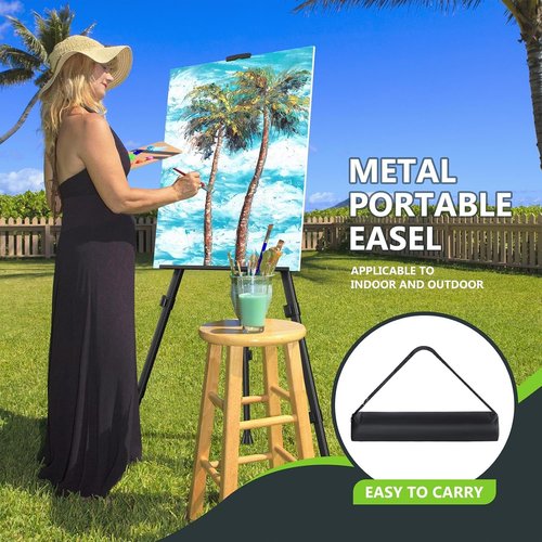 Hemndic 66" Heavy-Duty Easel Stand for Painting | Portable Travel Display Easel (2 Pack)