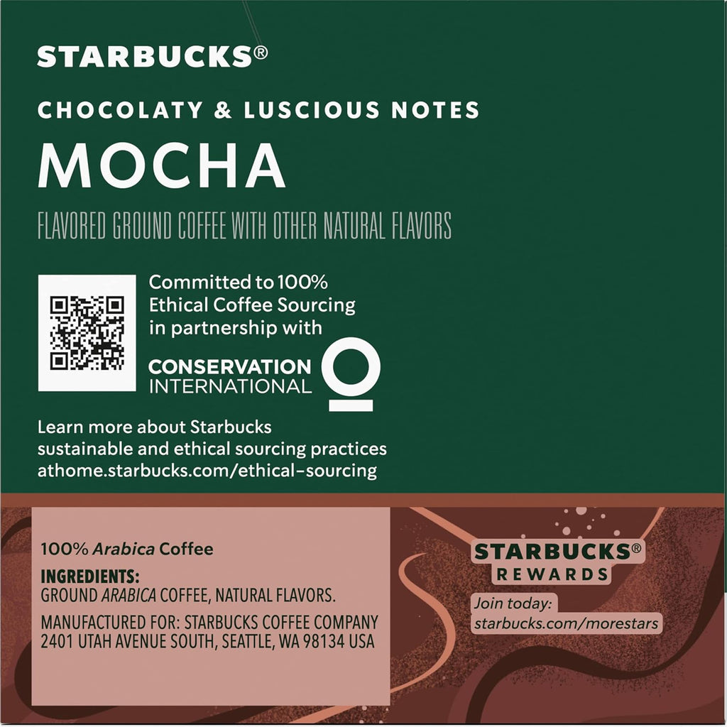 Starbucks K-Cup Mocha - Rich Chocolate Flavor | Convenient Pack of 2 Pods