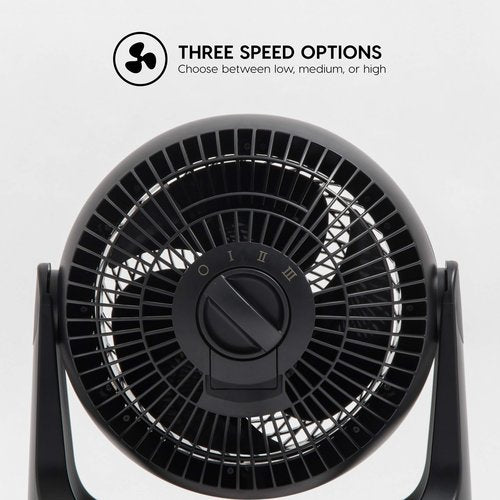 IRIS USA WOOZOO Desk Fan, Air Circulator, 3 Speeds, 52ft Max Air Distance, 360° Adjustable Tilt, 30 db Quiet Motor, Fan for Bedroom, Office, Dorm, Medium, Black