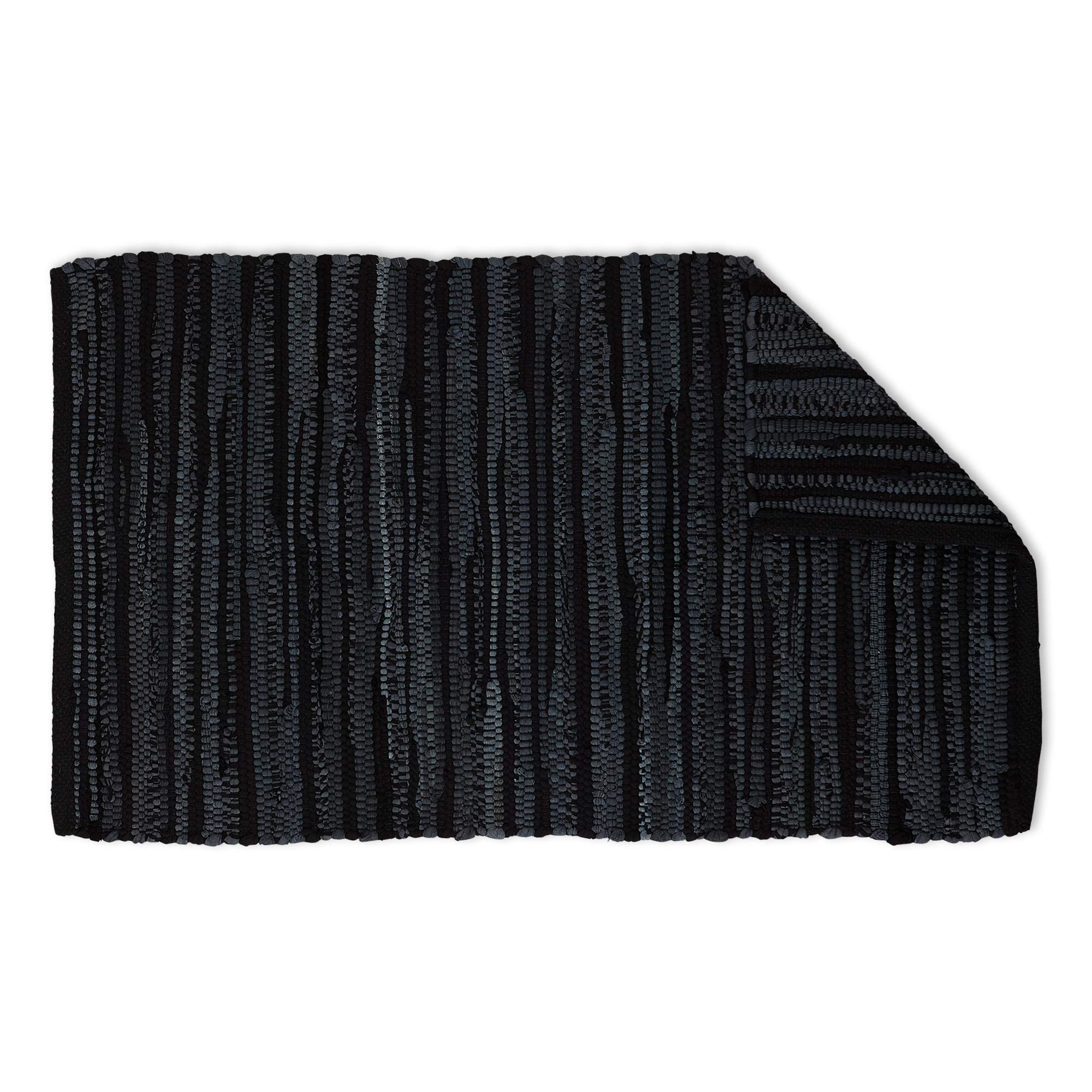 DII Chindi Home Collection Handwoven Multicolor Area Rag Rug, 20x31.5, Black