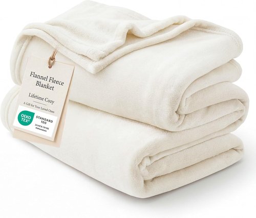 Bedsure Fleece Blanket - King Size Cream Soft Plush Cozy Microfiber, 108x90 Inches