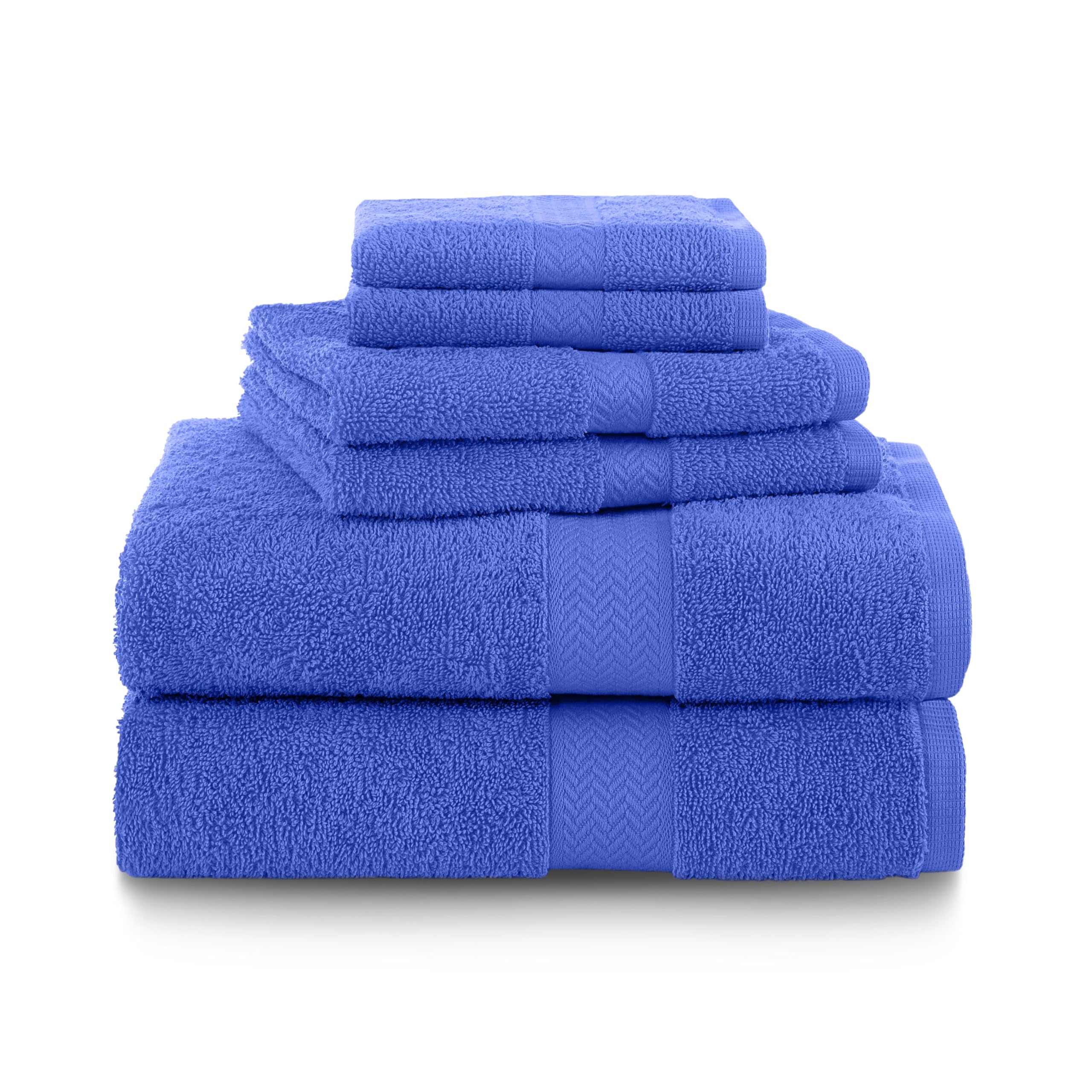 Martex 6-Piece 100% Ringspun Cotton Towel Set | Quick Dry | Super Absorbent & Soft | Lightweight | 2 Bath Towels | 2 Hand Towels | 2 Wash Cloths | Cobalt Blue