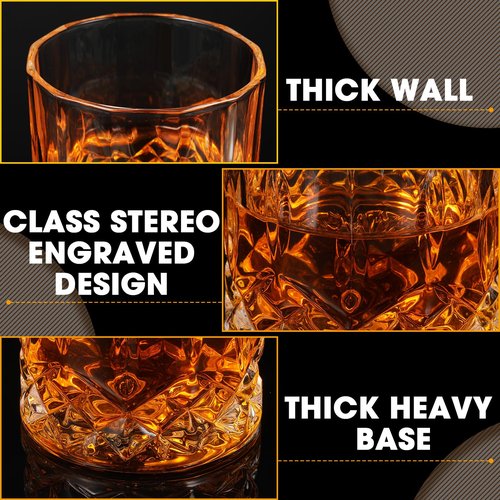 Yaomiao 24 Pcs Old Fashioned Whiskey Glasses Bulk 10 Oz Bourbon Glass Cocktail Rocks Glasses for Whiskey Bourbon Liquor and Cocktail Drinks Gift