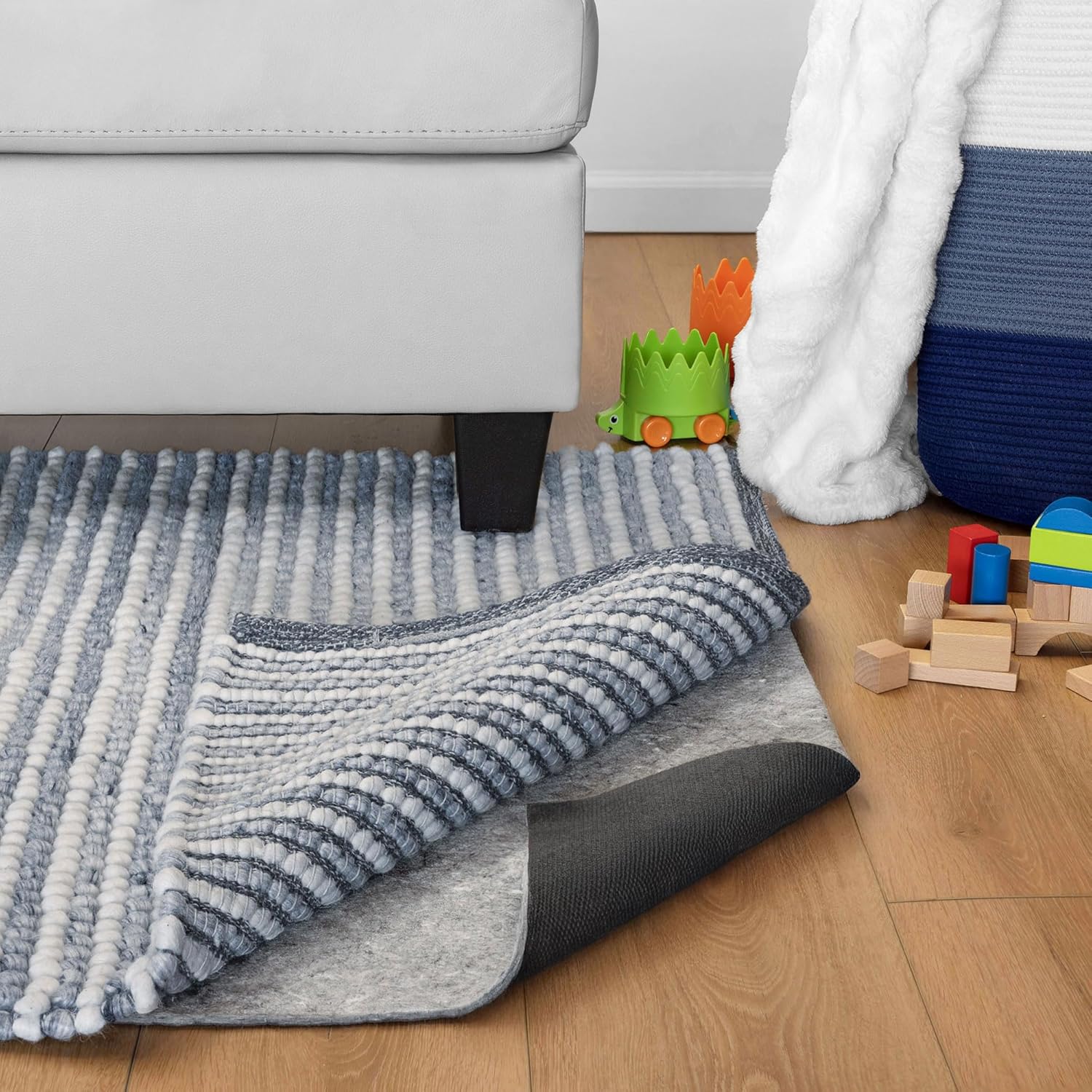 RUGPADUSA - Non-Slip Rug Pad - Dual Surface Felt & Rubber - 8'x10' - 1/4" Thick for All Floors