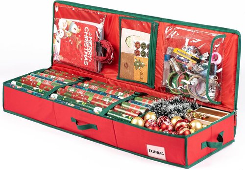 EXLIFBAG Wrapping Paper Organizer - Store Christmas Gifts, Ribbons & Ornaments | 40" Size