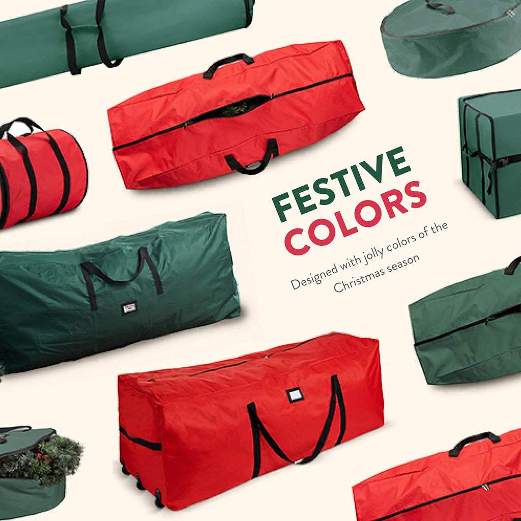 ZOBER Christmas Tree Storage Bag | 600D Oxford Fabric - Waterproof & Tear-Proof for 7.5 Ft Trees - Durable Handles & Card Slot - Red
