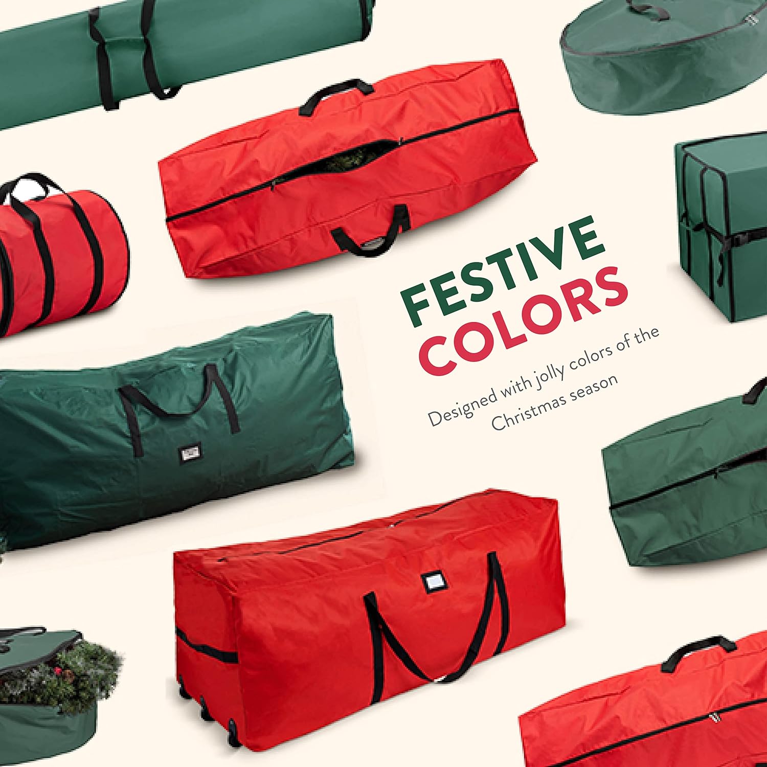ZOBER Christmas Tree Storage Bag | 600D Oxford Fabric - Waterproof & Tear-Proof for 7.5 Ft Trees - Durable Handles & Card Slot - Red