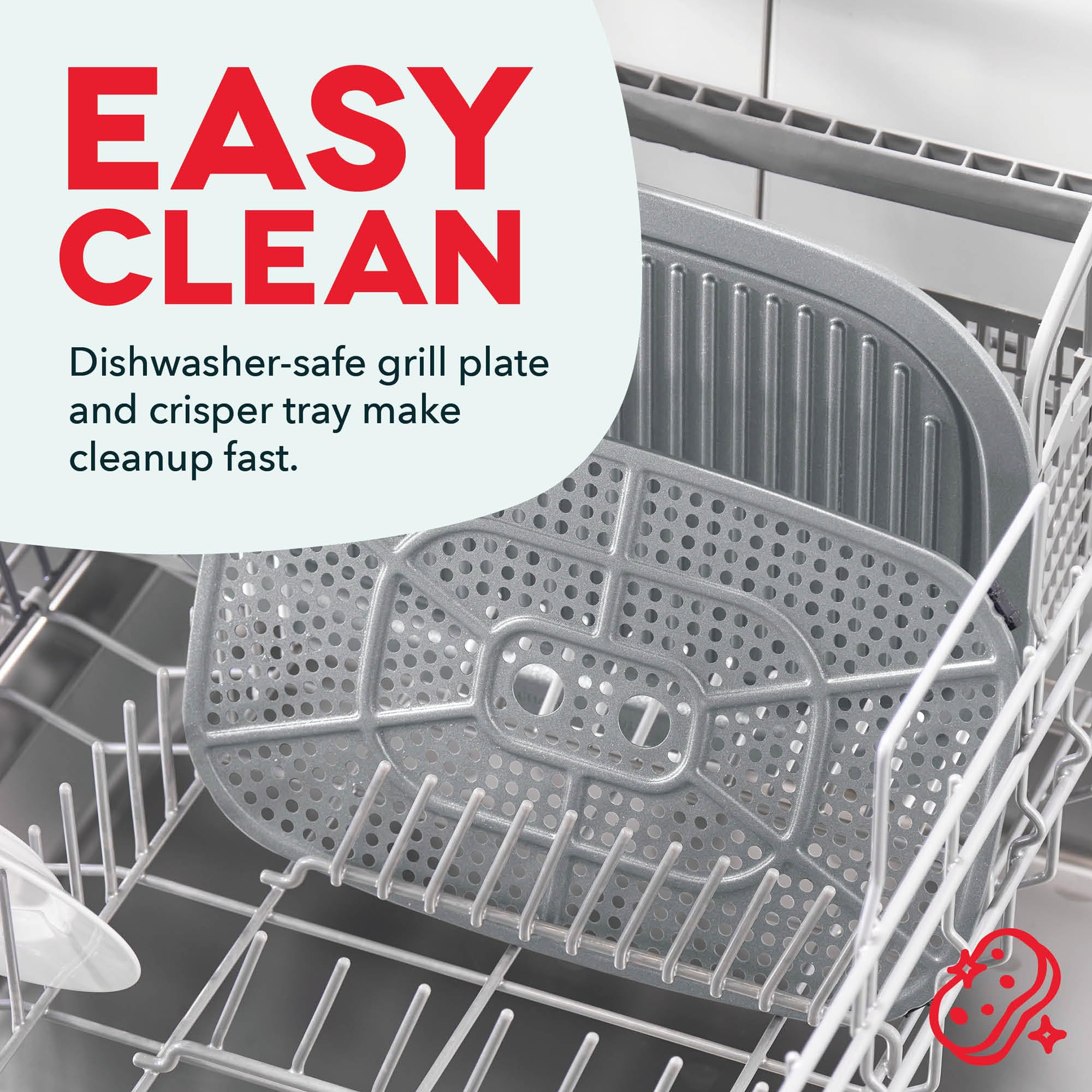 Dash Flip & Fry™ Digital 2-in-1 Grill & Air Fryer - Has AirCrisp® Technology - Digital Touchscreen, Ceramic Nonstick Grill Plate & Special Dehydrate Function - 7 Quarts - Forged Iron