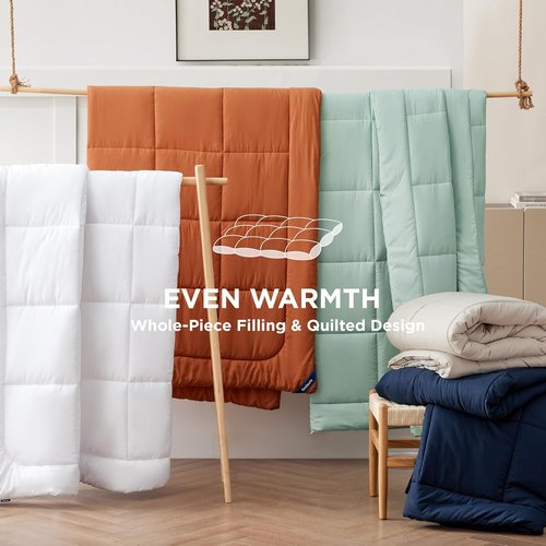 Bedsure Comforter Duvet Insert - All-Season Quilted Queen Size Down Alternative Blanket, White 88 x 88 Inches