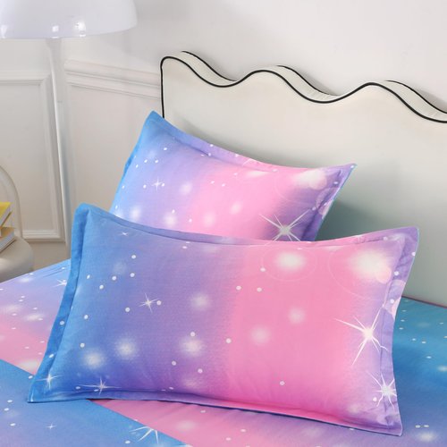 IngeCrafts Rainbow Galaxy Sheet Set Twin Size, 4-Piece Bedding with Glitter Star Ombre Design - Ultra-Soft Microfiber for Kids, Girls, Teens (Vibrant Blue, Twin)