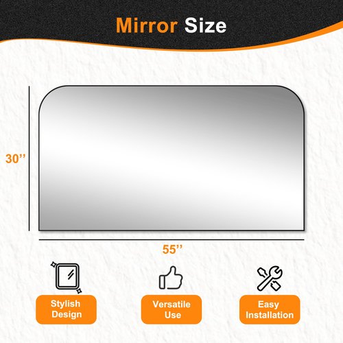Bathroom Vanity Mirror,30" x 55" Black Metal Framed Wall Mirror for Over Sink, Living Room, Bedroom,Entryway Decor