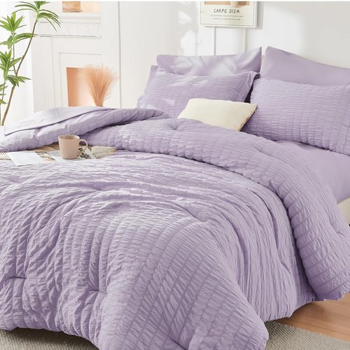 HYMOKEGE Lavender California King Comforter Set - 7-Piece All-Season Luxury Bedding Ensemble