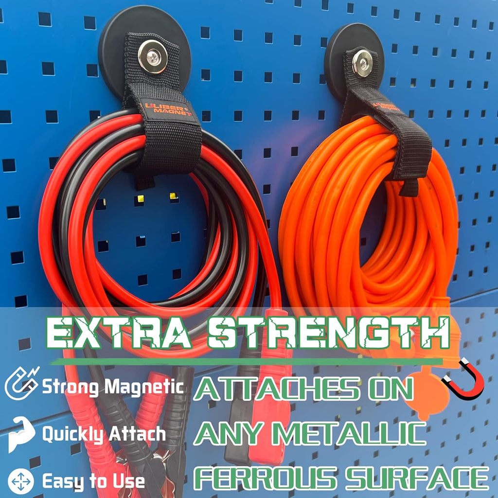 ULIBERMAGNET Strong Magnetic Hooks - Heavy Duty Tool Organizer for Cords, Cables & More | 2 Pack, 3.46 Inch