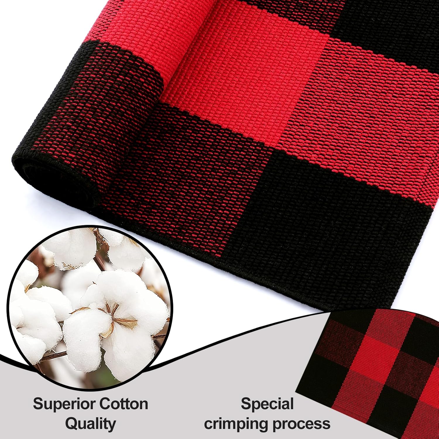 OLANLY Buffalo Plaid Rug - Washable Red and Black Checkered Doormat | 2'4" x 3'7" for Indoor/Outdoor Use