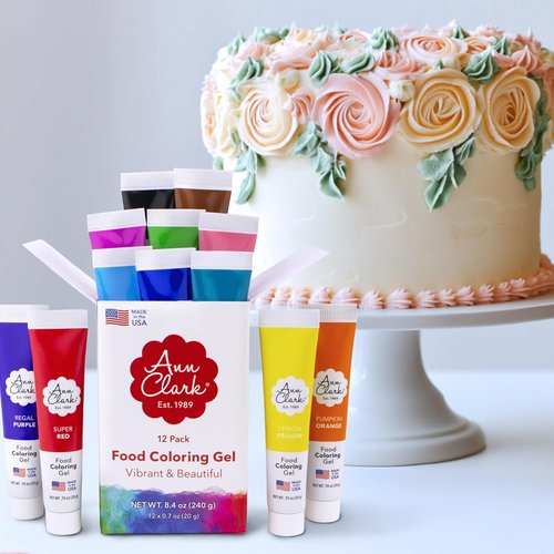 Ann Clark Gel Food Coloring - Professional-Grade Set of 12 Colors, 0.7 oz Each, Made in USA