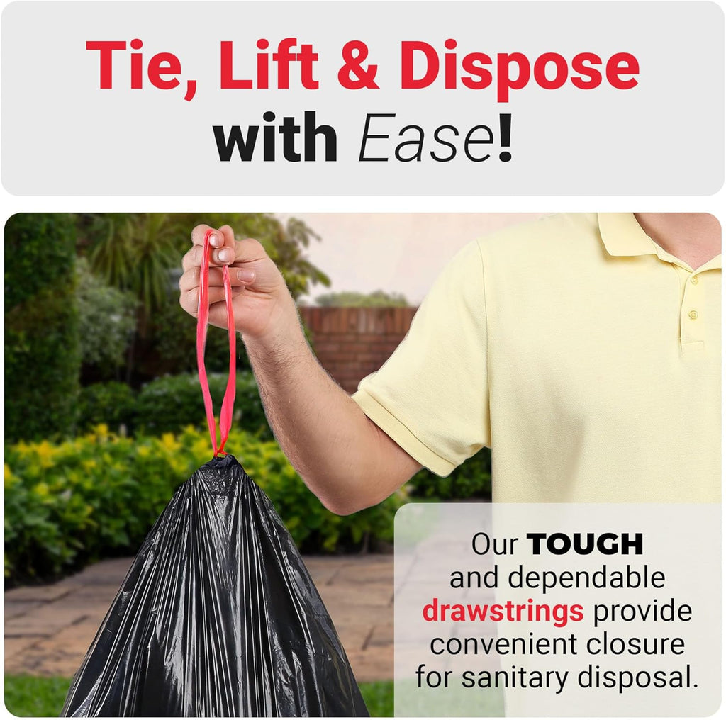 Reli. Heavy Duty 30 Gallon Trash Bags with Drawstring - 150 Count | Black Garbage Bags