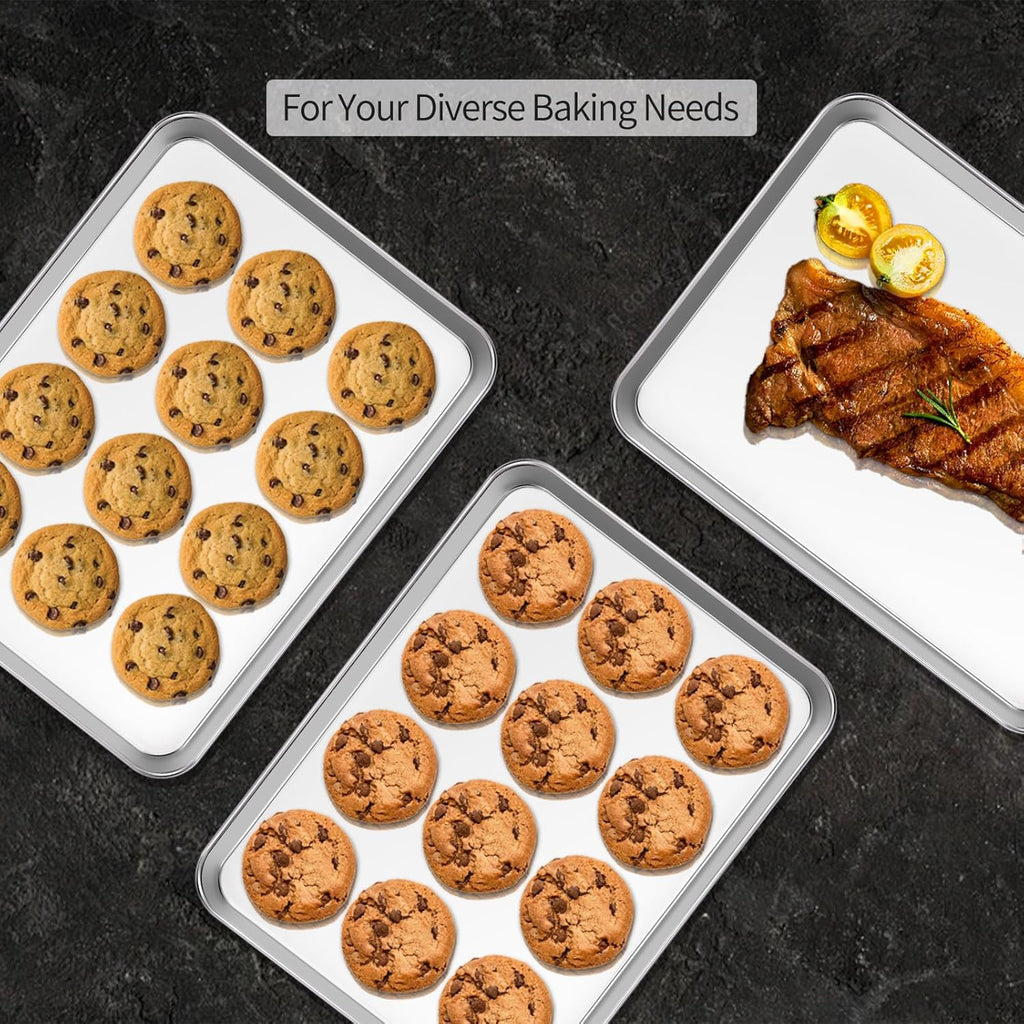 Skiennix Baking Sheet Set - 18 Inch Commercial Grade Stainless Steel Pans | Healthy, Non-Toxic & Easy Clean