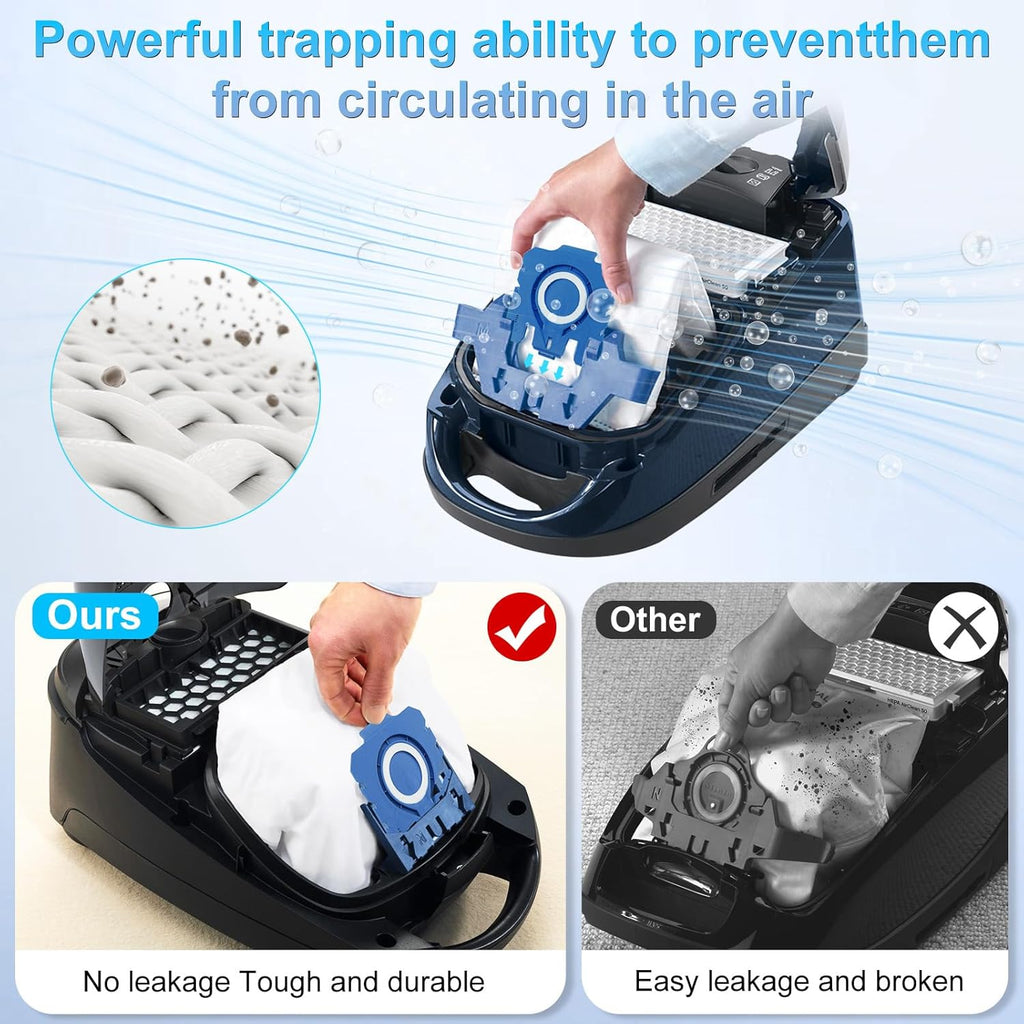 Miele 3D Airclean Dust Bags - Replacement Vacuum Cleaner Bags for Classic C1, C2, C3 & More