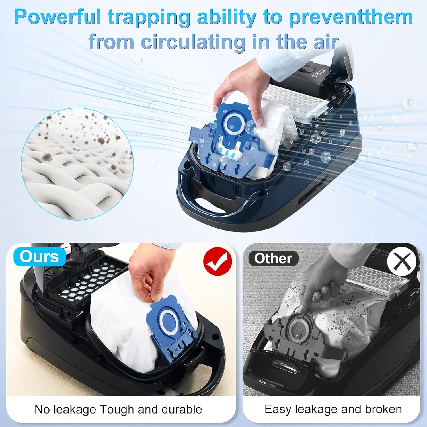 Miele 3D Airclean Dust Bags - Replacement Vacuum Cleaner Bags for Classic C1, C2, C3 & More