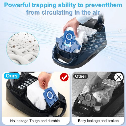 Upgraded 16 Pack 3D Airclean Dust Bags Replacement for Miele GN Vacuum Cleaner Bags for Miele Classic C1, Complete C1 C2 C3, S227, S240, S270, S280, S400, S2, S5, S8 Series Airclean Bags