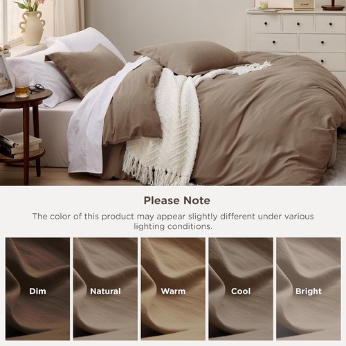Bedsure Coffee Duvet Cover - Extra Soft Twin/Twin XL Bedding Set with Zipper Closure & Pillow Sham