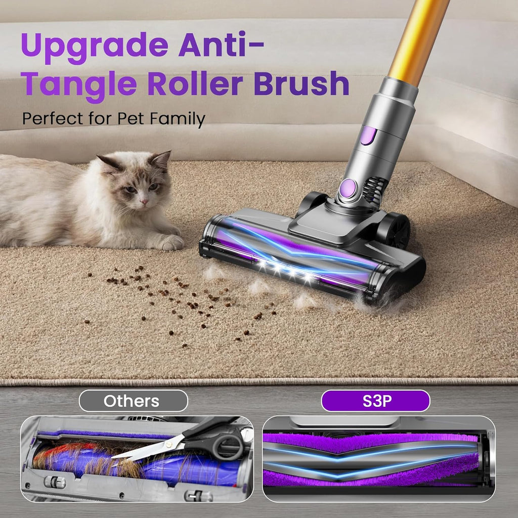 UML0 S3P Cordless Vacuum Cleaner - 45kPa Suction Power | 55-Minute Runtime, Self-Standing Design for Pet Hair & Hard Floors