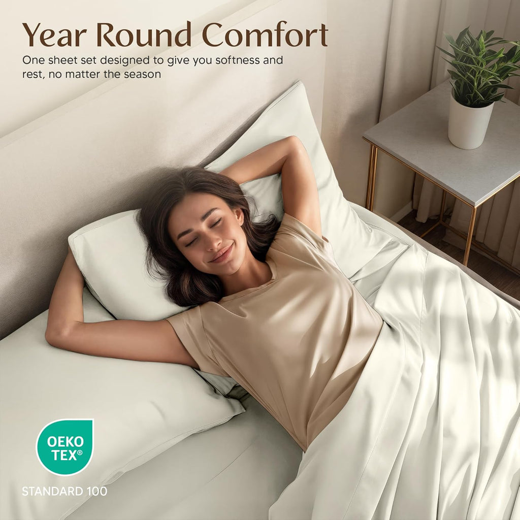 Utopia Bedding Queen Size Sheet Set - Soft, Breathable Microfiber | 4-Piece Ivory Bedding Set
