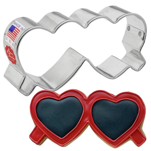Heart Sunglasses Cookie Cutter 3.8", Made in USA by Ann Clark