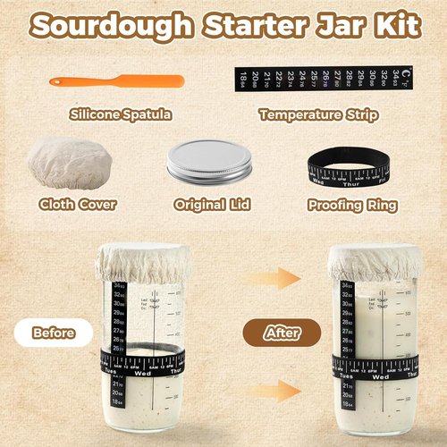 Complete Bread Proofing Basket Kit - All-in-One Sourdough Starter Set with Banneton, Tools & Accessories