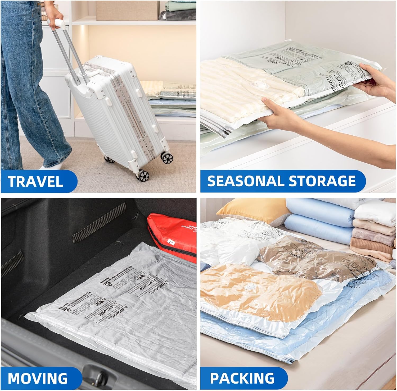 TAILI Jumbo Vacuum Storage Bags - 8 Pack for Comforters & Blankets | Space-Saving 40x31 Inch Bags