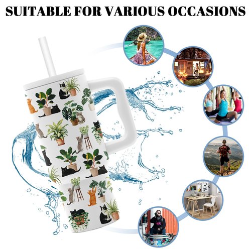 Plant Gifts for Women Girls, Gardener Plants Tumbler with Handle 24 oz, Insulated Stainless Steel Crazy Black Cats Coffee Mug Cup, Gardening Gifts for Plant Lovers Women