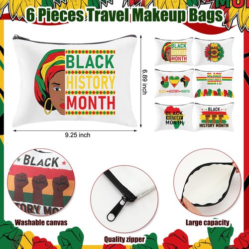 Funnymoom 18 Pcs Black History Month Gifts for Women Men 16 oz Black History Month Glasses Cups with Bamboo Lids and Straws African Flag Makeup Bags Juneteenth Rubber Keychain for Holiday Present