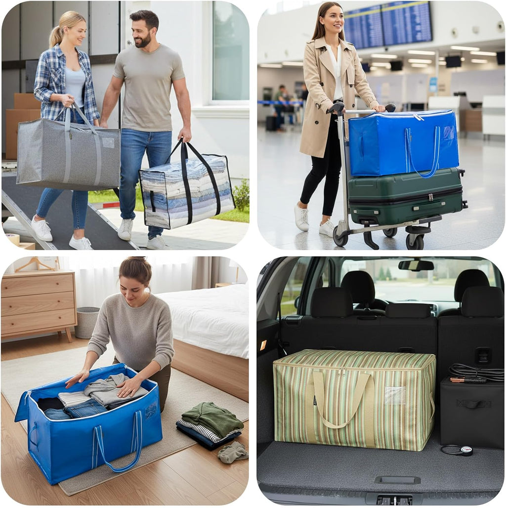 BALEINE Oversized Moving Bags - Heavy-Duty Storage Totes with Reinforced Handles | Royal Blue, 6-Pack