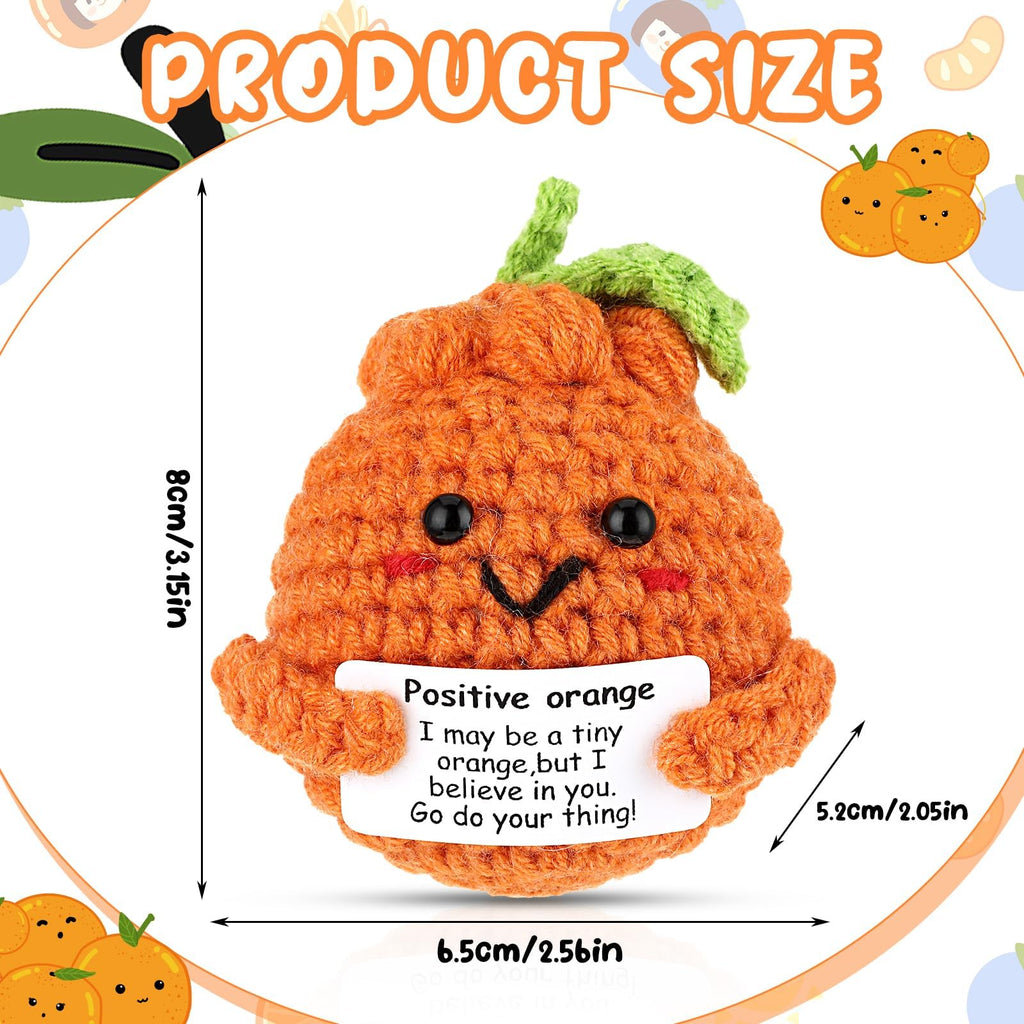 YarnJoy Positive Energy Crochet Orange Gift with Inspiring Affirmation Card Fun Emotional Support Present for Women and Men Perfect Birthday and Office Desk Decor