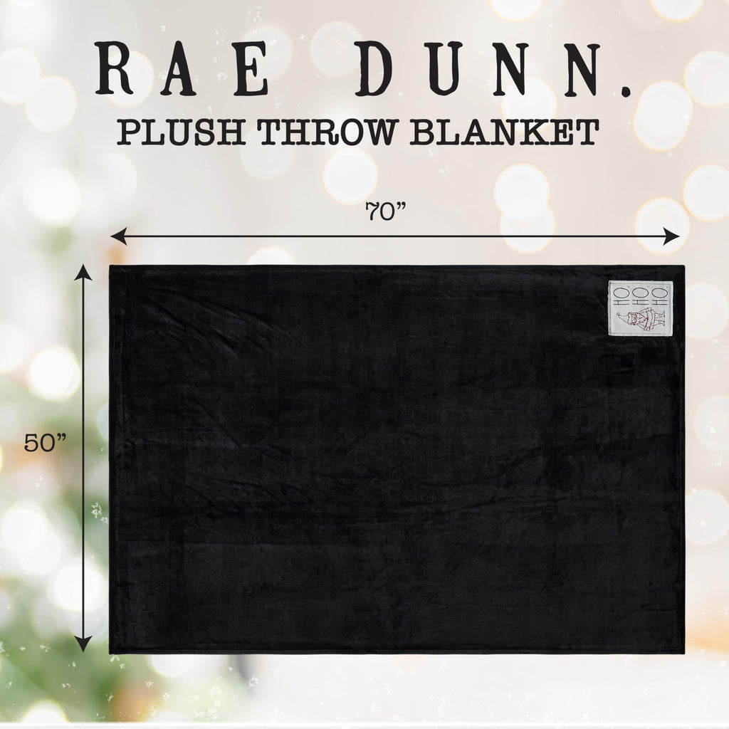 Rae Dunn Throw Blanket- Soft, Decorative Blankets for Bed or Couch, Cozy Throws for Sofa, Soft Plush Throw Embroidered HO. HO. HO., 50 inches x 70 inches