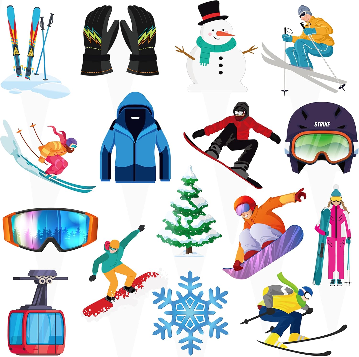 Skiennix Skiing Cupcake Toppers - 48Pcs Winter Party Decorations | Snowboard Birthday Picks