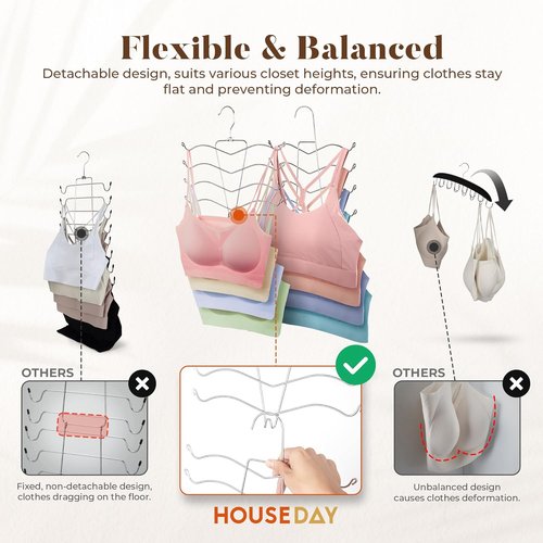 HOUSE DAY Bra Hangers - Space-Saving Closet Organizer for Bras, Camisoles & Accessories | 2 Pack