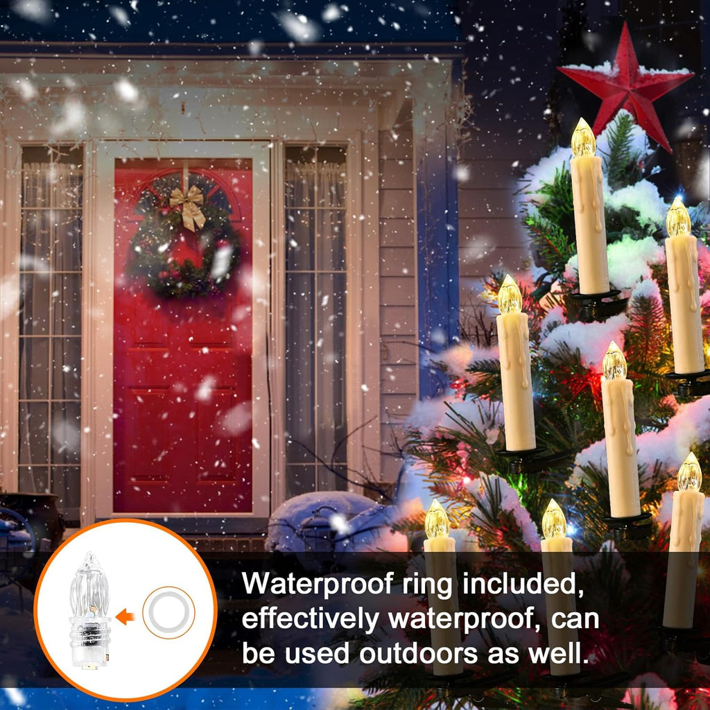 RaceGT Flameless Candles - 20Pcs Remote-Controlled LED Lights for Christmas Tree | Warm White Taper Candles