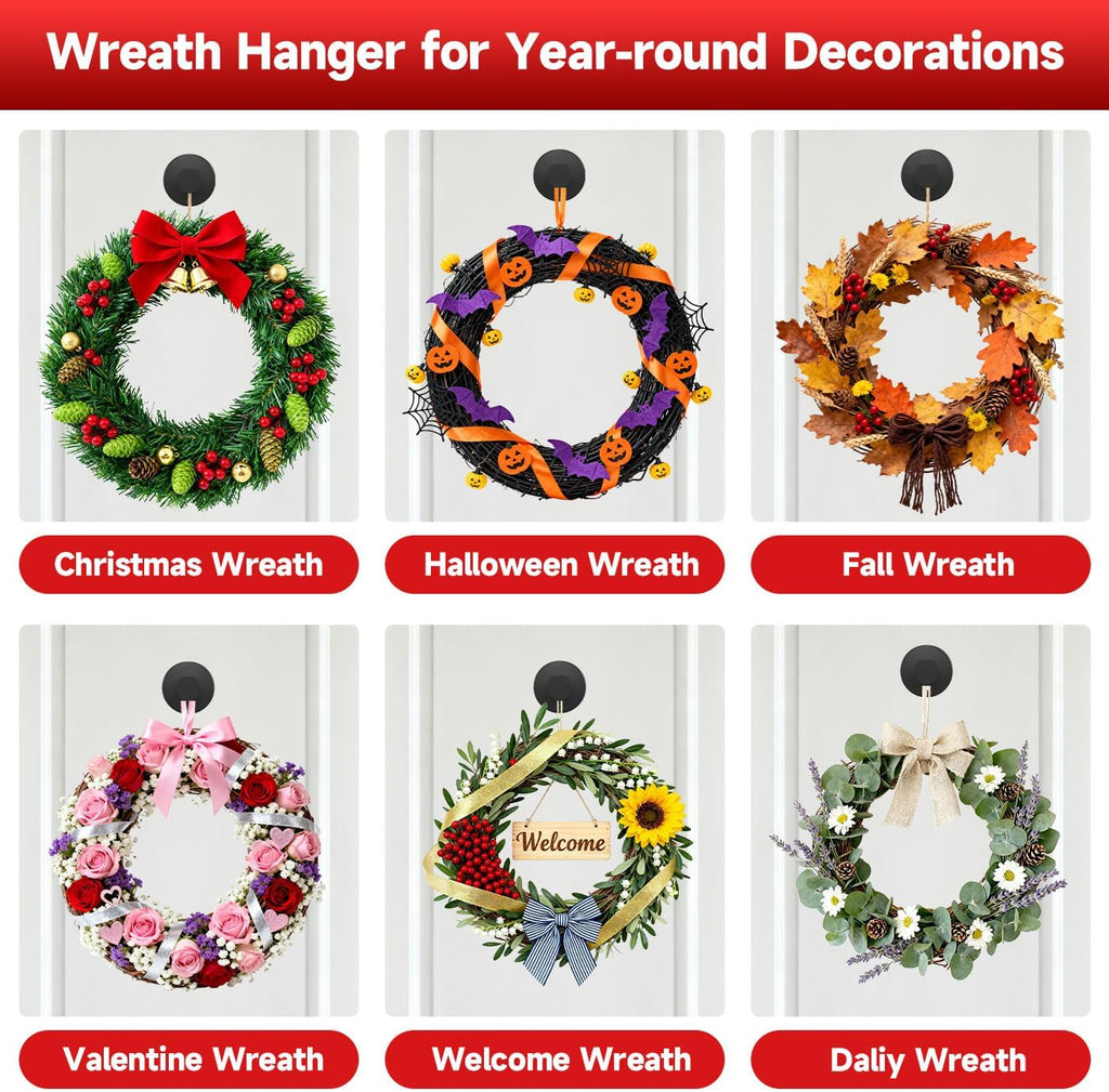Regine Switzerland Suction Cup Hooks - Waterproof Bathroom & Shower Holders | No-Drill Wreath Hanger, Black, 4-Pack