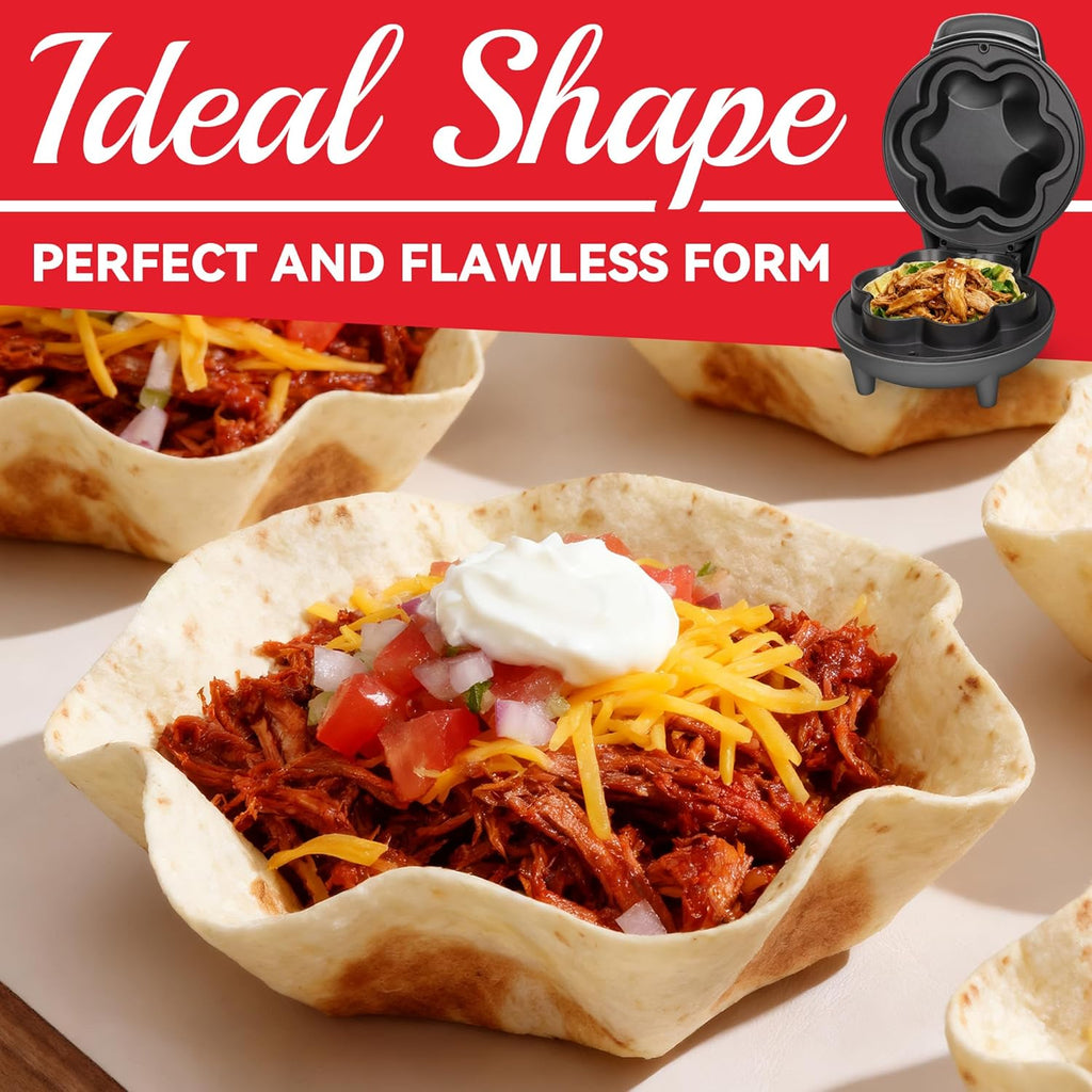 SurgarWhisk Tortilla Bowl Maker - Quesadilla & Taco Shell Mold for 7-Inch Tortillas | Graphite Finish
