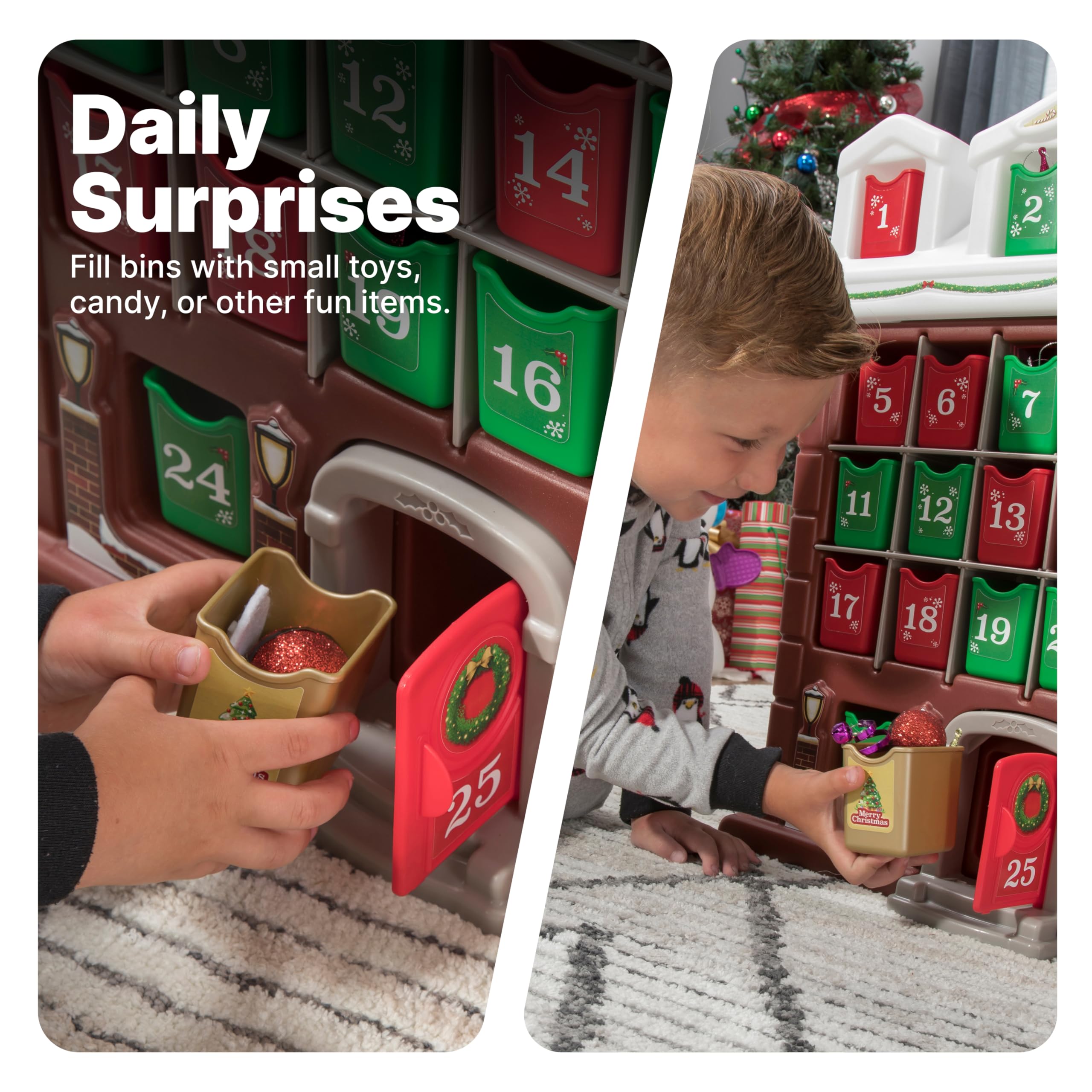 Step2 My First Advent Calendar, Kids Interactive Christmas Toy, Includes 25 Toy Refillable Bins, Hide Surprises for Holiday Excitement, Made of Durable Plastic, for Toddlers 1.5+ Years Old