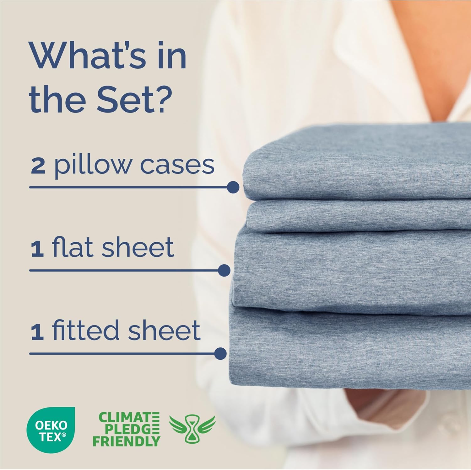 ComfyCool | Full Size 4-Piece Sheet Set - Breathable, Soft & Wrinkle-Free Hotel Luxury Bedding - Deep Pockets, Blue