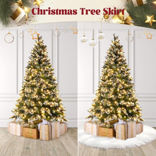 48 Inch White Faux Fur Christmas Tree Skirt Plush Christmas Tree Skirt Christmas Decorations Xmas Tree Decoration.